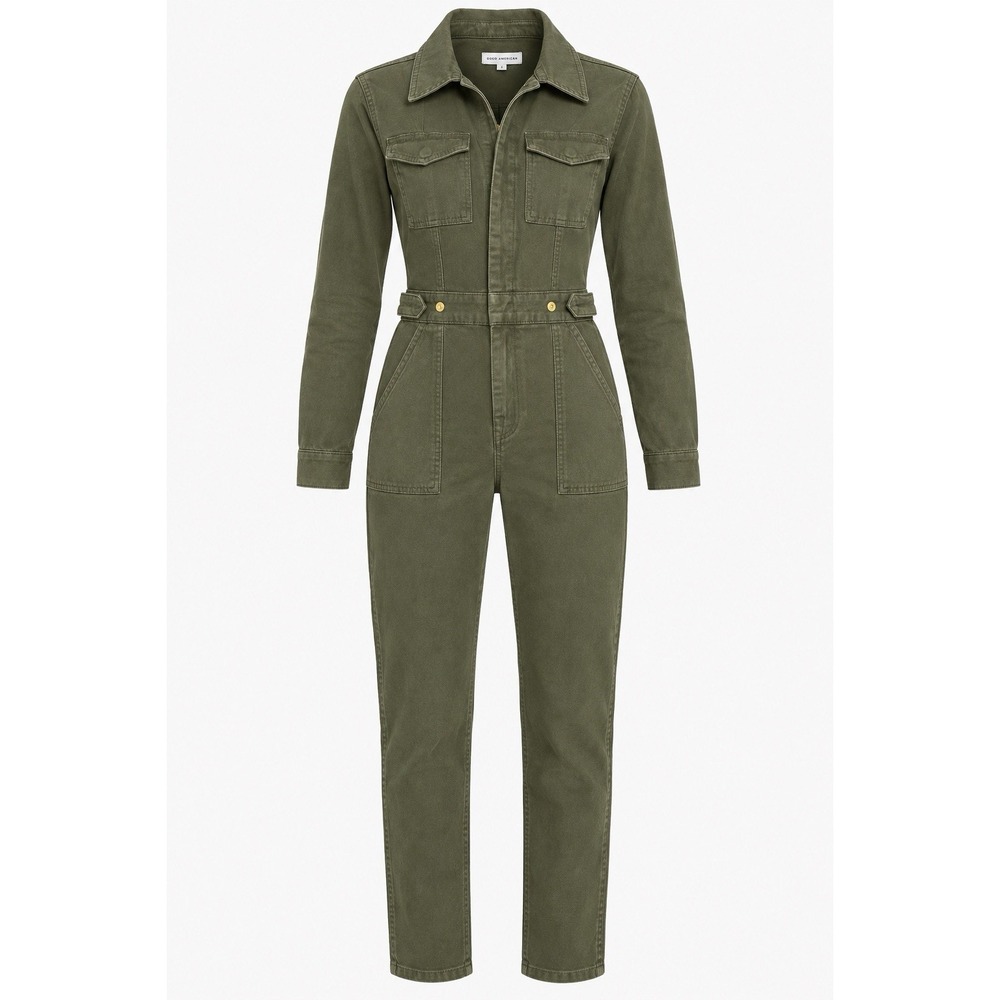 Good American Fit For Success Jumpsuit 3 Fern Green Utility Denim Stretch $179